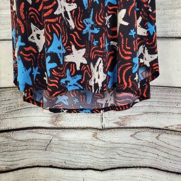 LuLaRoe Women's Carly Dress Size 12 Black Starfish Print High-Low Hem Stretch Kn - Picture 2 of 8